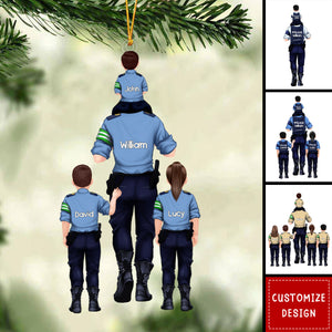 Personalized Police Dad And Kid Ornament - Gift For Family - 2024 New Release