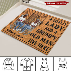 A Lovely Lady And A Grumpy Old Man Live Here - Personalized Custom Doormat Family Couple Gift