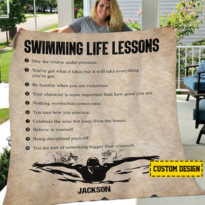 Personalized Swimming Boy Life Lessons Blanket,Gift For Swimming Lovers