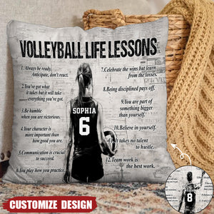 Personalized Volleyball Life Lessons Pillow-Gift For Volleyball Lovers