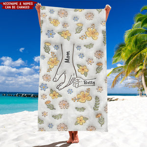 Wonderful Summer With Grandma - Family Personalized Custom Beach Towel - Summer Vacation Gift For Grandma