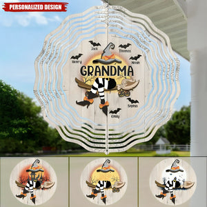 A Candy A Day Keeps The Monsters Away-Family Personalized Custom Wind Spinner-Halloween Gift For Mom,Grandma