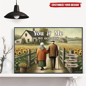 Old Couple Walking Growing Old Together Since Personalized Poster, Heartfelt Gift For Couple