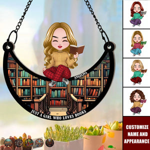 Personalized Gifts For Book Lover Suncatcher Ornament - Just A Girl Who Loves Books