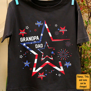 Personalized Dad Grandpa Stars Stripes 4TH July Shirt