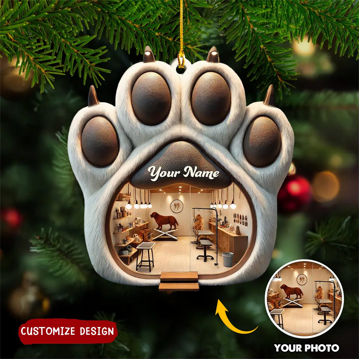 Personalized Photo Dog Paw Christmas Ornament - Gift For Dog Lovers