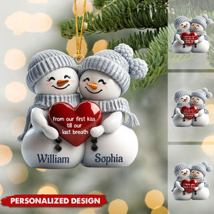 2024 New Release Couple Snowman First Christmas - Personalized Acrylic Ornament