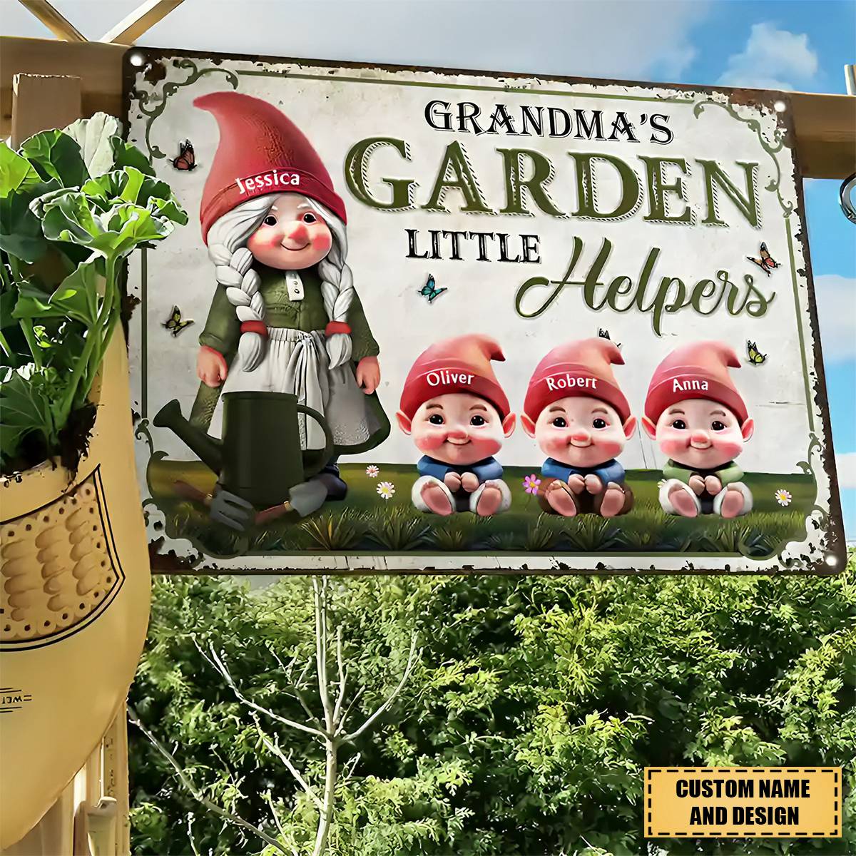 Grandma's Garden Little Helpers - Personalized Classic Metal Signs