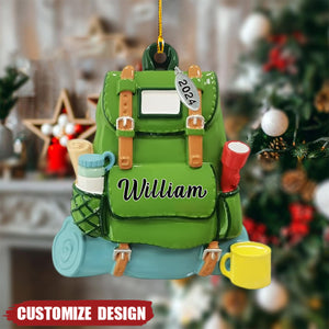 Personalized Hiking Bag Acrylic Ornament, Gift For Hiking Lovers