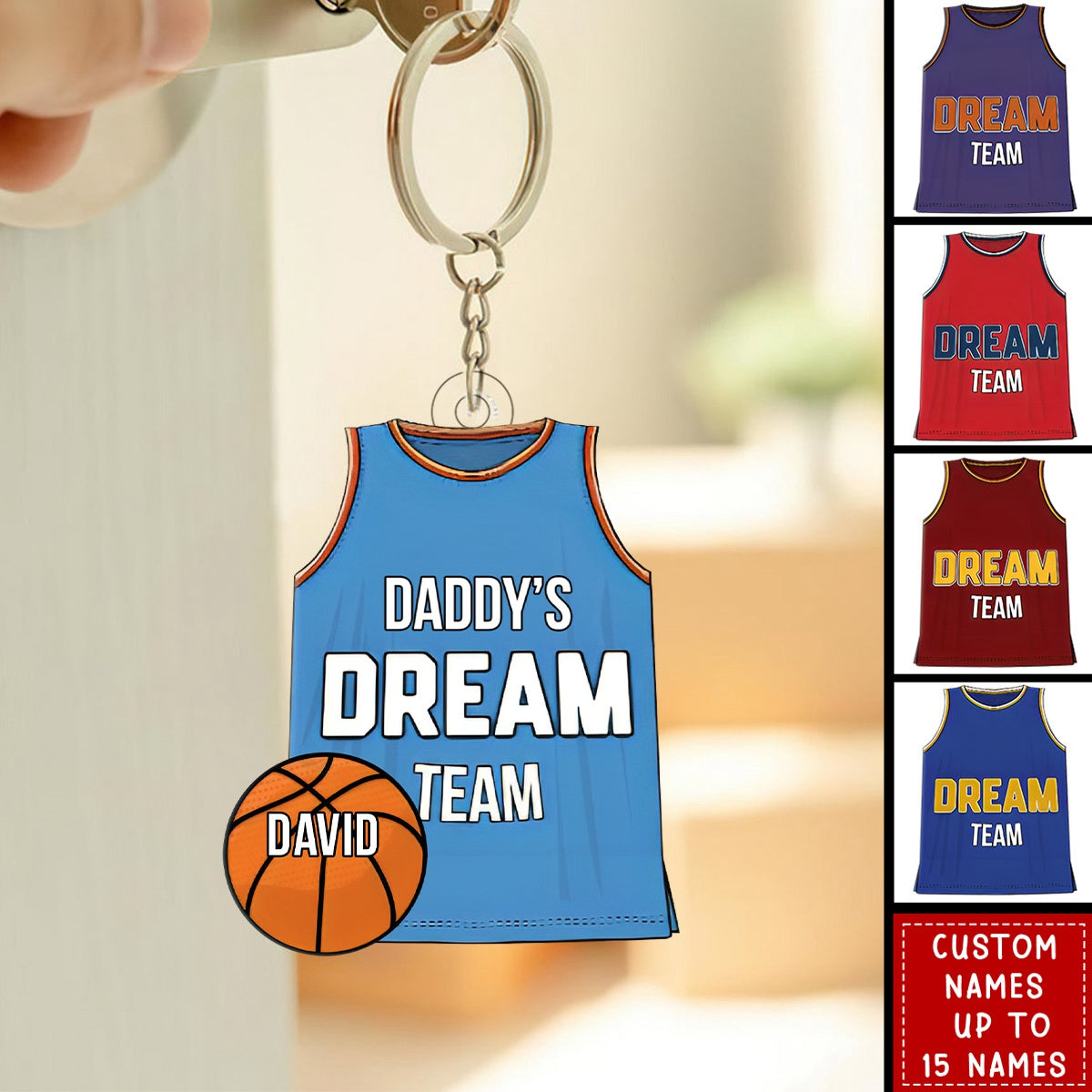 Daddy's Dream Team Basketball - Personalized Acrylic Keychain