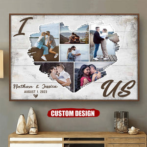 Personalized Couple Heart Shaped Photo Collage Poster, Anniversary Gift