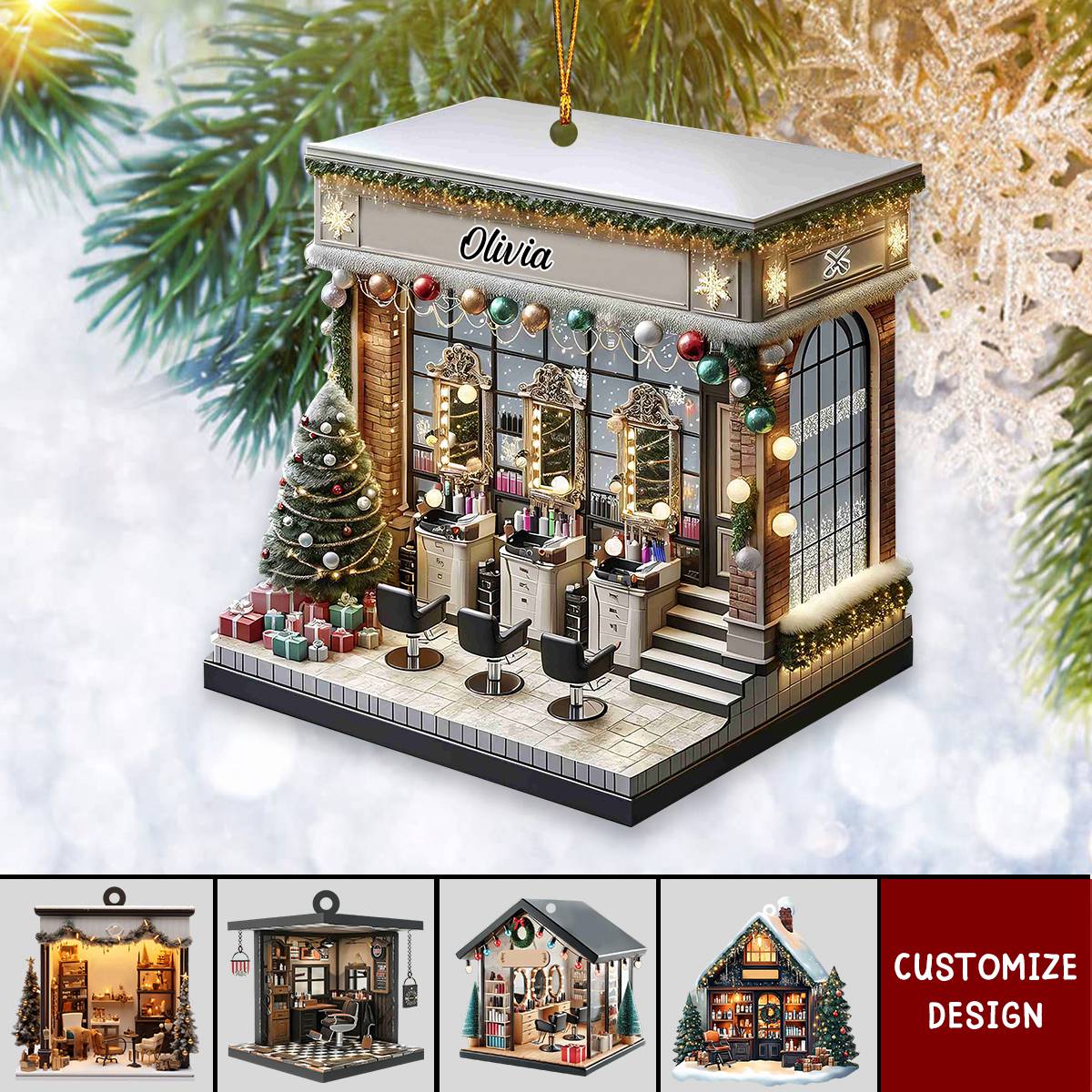 2024 New Release Personalized Barber Shop/Nail Salon Christmas Ornaments - Gift For Barber