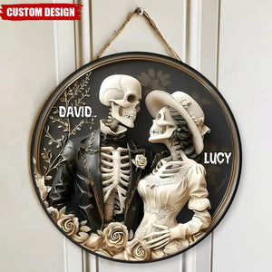 Skull Couple Personalized Wood Sign