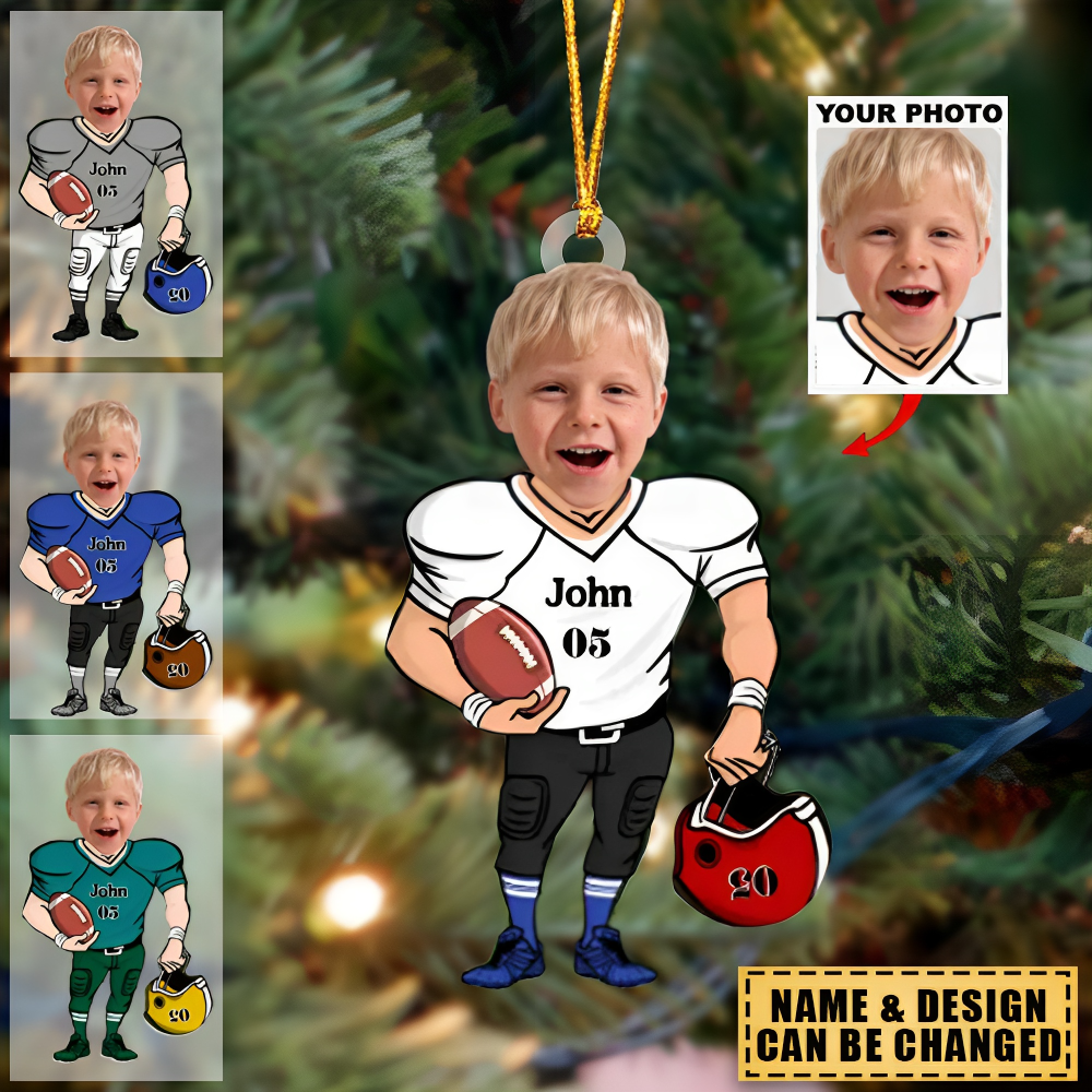 Personalized Your Photo American Football Christmas Gift Acrylic Ornament