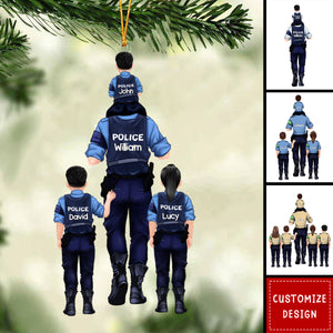 Personalized Police Dad And Kid Ornament - Gift For Family - 2024 New Release