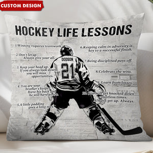 Hockey Life Lessons Personalized Pillow - Gift For Hockey Lovers