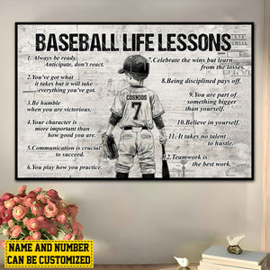 Personalized Baseball Life Lessons Boy Poster-Gift For Baseball Lovers