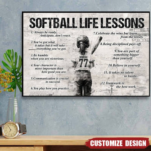 Personalized Softball Girl Poster - Gift For Young Softball Fans