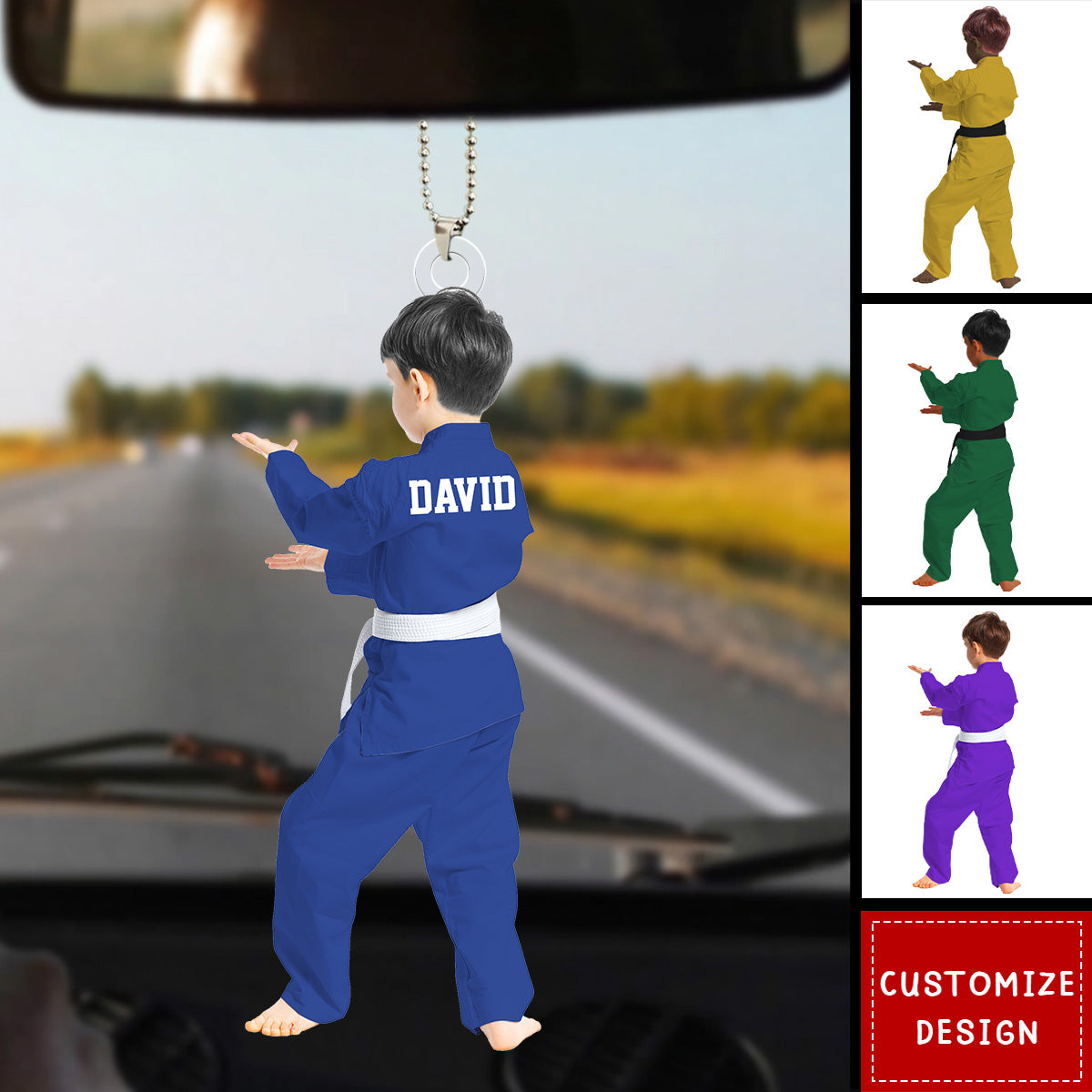 Personalized Kid Karate,Jiu Jitsu,Judo Car Ornament - Gift For Karate,Jiu-Jitsu Lovers