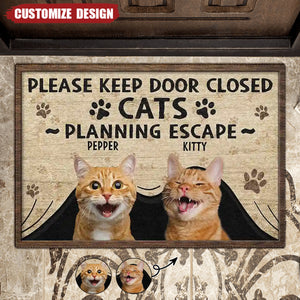 Cats Planning Escape-Personalized Photo Doormat-Gift For Cat Lovers