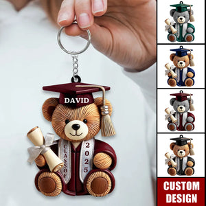 Graduation Bear - Personalized Acrylic Keychain, Graduation Gift