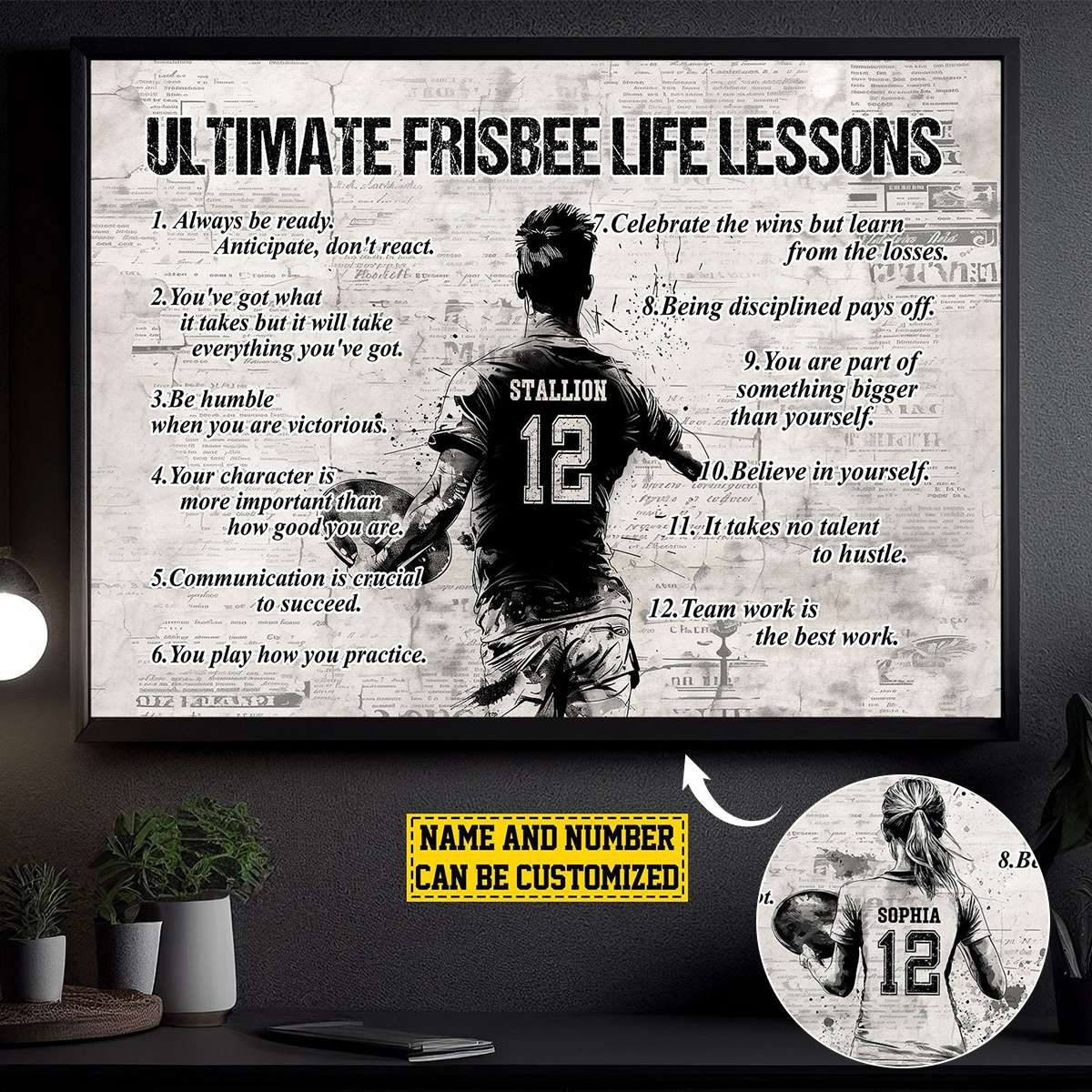 Personalized Ultimate Frisbee Life Lessons Poster- Gift For Ultimate Frisbee Lovers