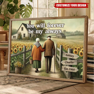 Old Couple Walking Growing Old Together Since Personalized Poster, Heartfelt Gift For Couple