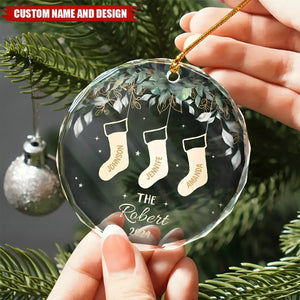 Family Christmas Stocking - Personalized Circle Glass Ornament