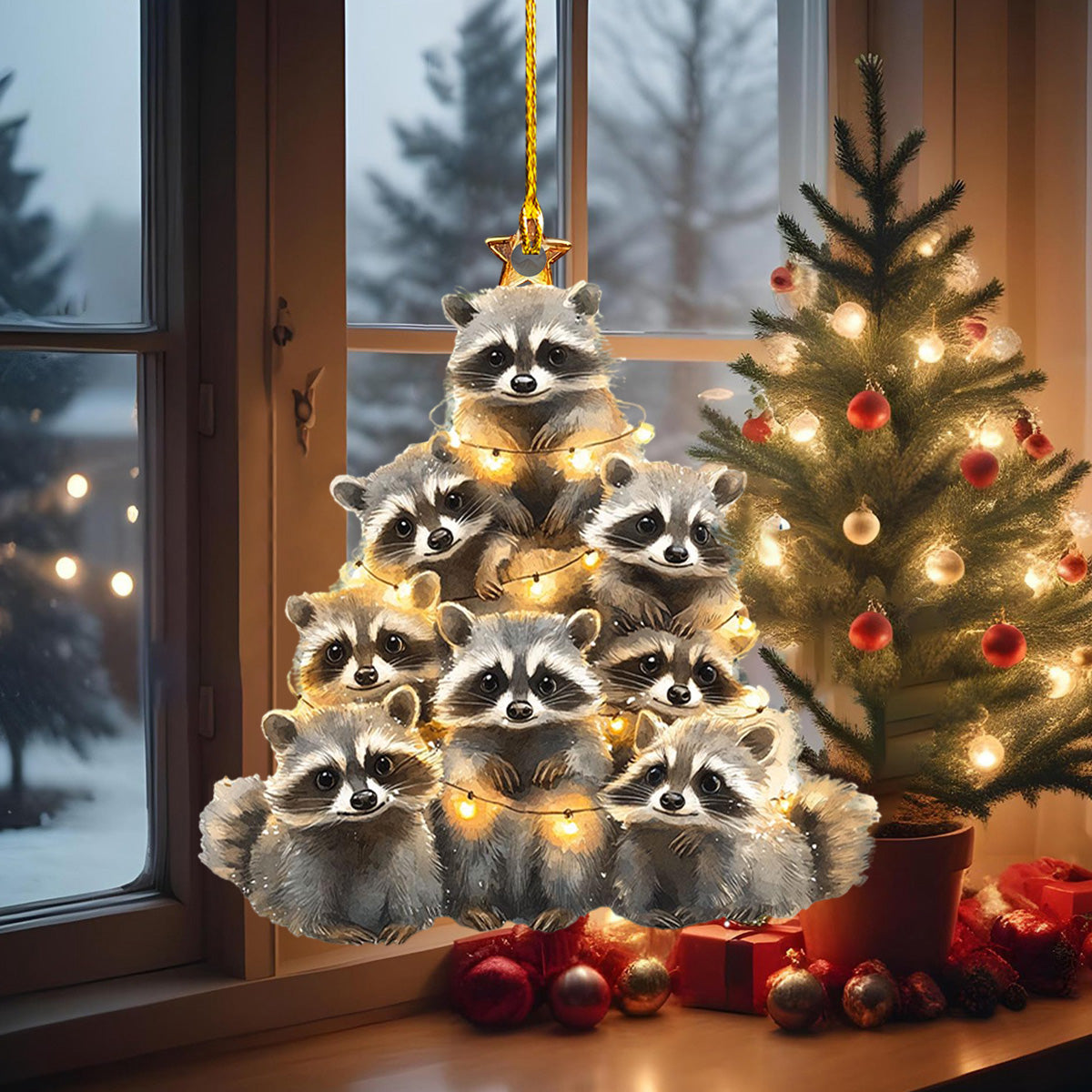 Racoon Christmas Ornament-Gift for Animal Lover-2024 New Release