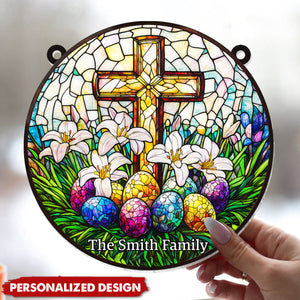 He Is Risen-Personalized Window Hanging Suncatcher Ornament