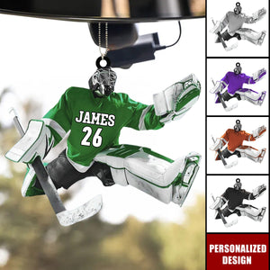 Personalized Hockey Player Acrylic Car Ornament - Gift For Hockey Lovers