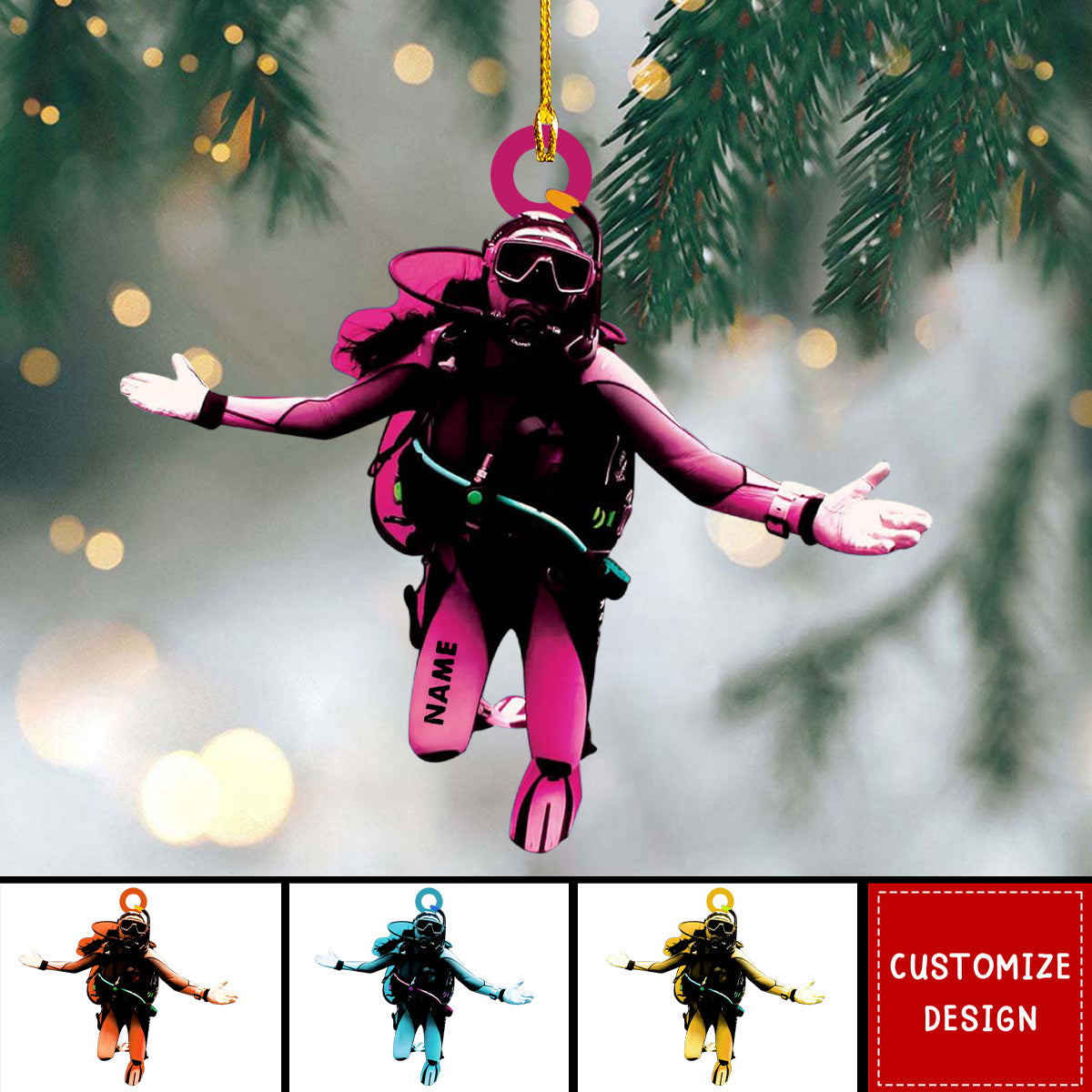 Personalized Diver Christmas Ornaments - Gift For Diving Lovers - 2024 New Release