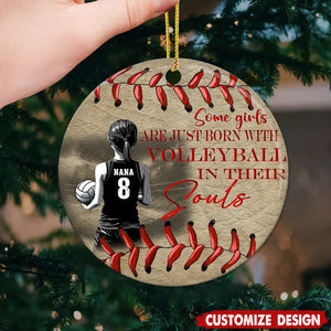 Some Girls Are Just Born With Volleyball - Personalized Ceramic Ornament - Gift For Volleyball Lover