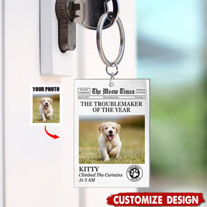 The Troublemaker Of The Year  - Personalized Cat Dog Keychain - Gift For Pet Lovers