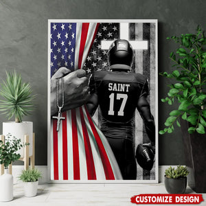 Personalized American Football Boy Poster - Gift For American Football Lovers