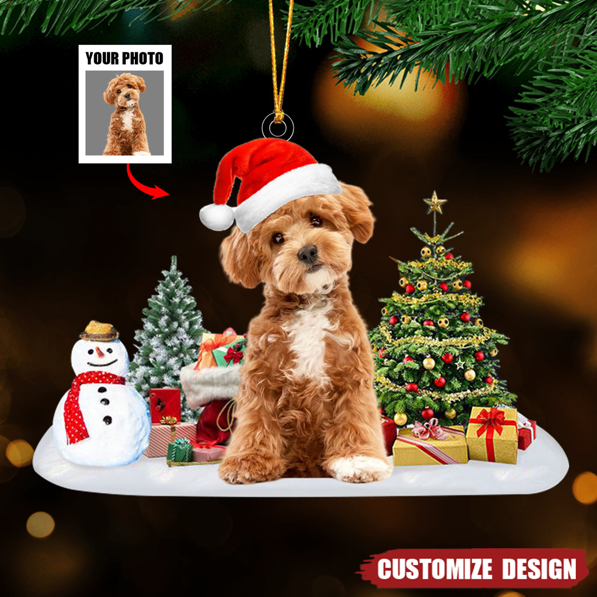 Custom Photo Dog, Cat Christmas Acrylic Ornament - 2024 New Release