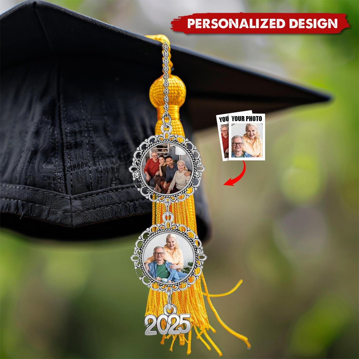 Personalized Graduation Cap Photo Charm Class Of 2025