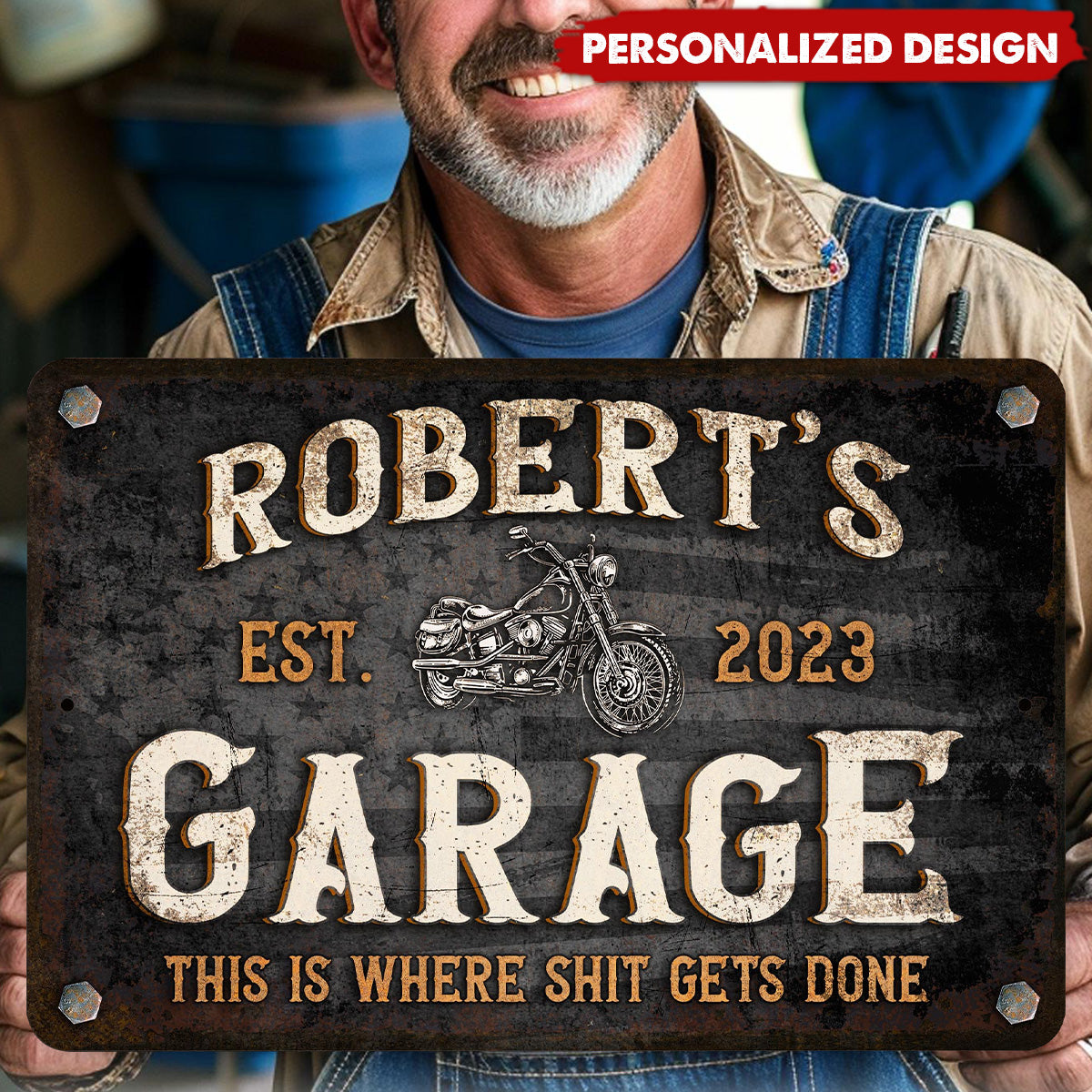 Motorcycle Garage-Personalized Metal Sign