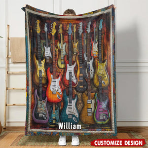 Beautiful Guitars-Personalized Guitar Blanket-Gift for Guitar Lover