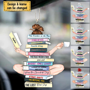 Gift For Book Lovers, Personalized Reading Girl Christmas/Car Ornament