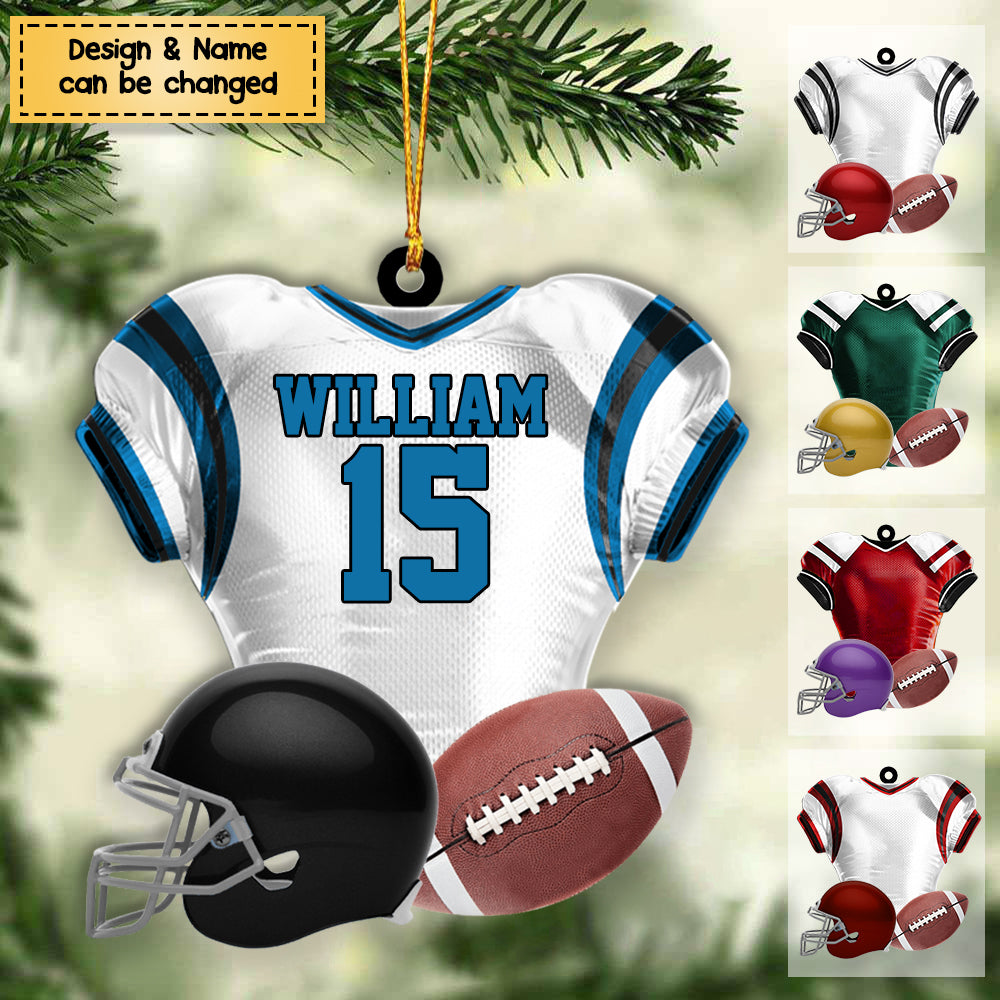 Football Player Uniform Personalized Acrylic Christmas/Car Ornament - Gift For Football Lovers