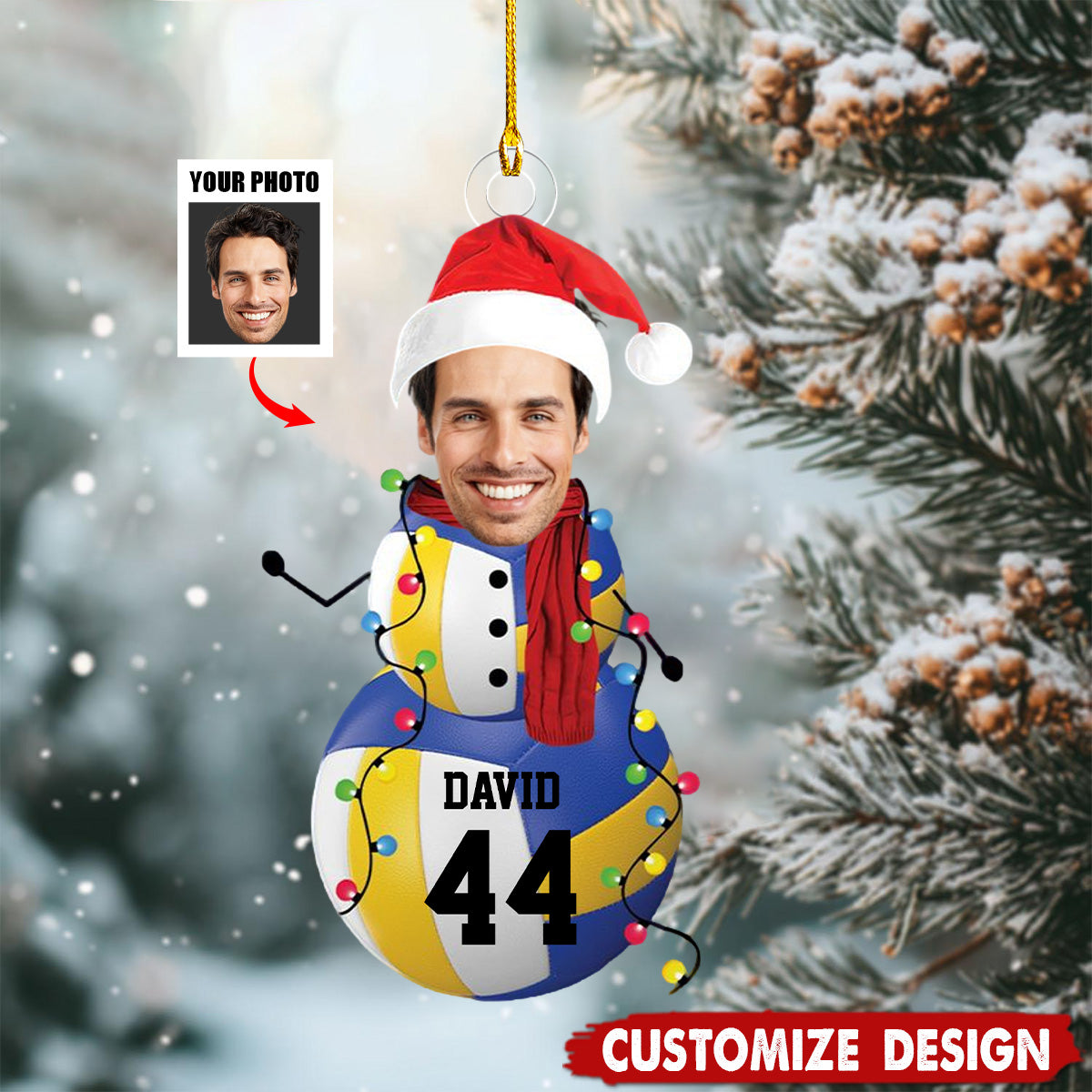 2024 New Release-Personalized Photo Volleyball Snowman Ornament Gifts For Volleyball Lovers