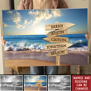 Personalized Beach Canvas Print with Family Names