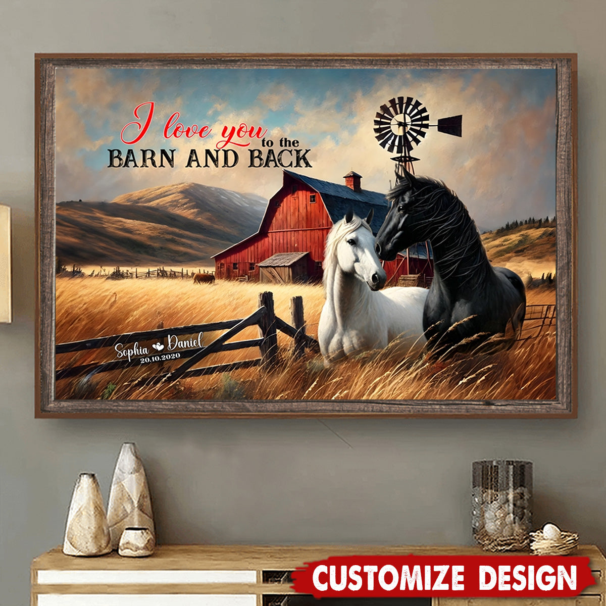 Personalized Gifts For Couple Poster, Horse Couple I Love You To The Barn