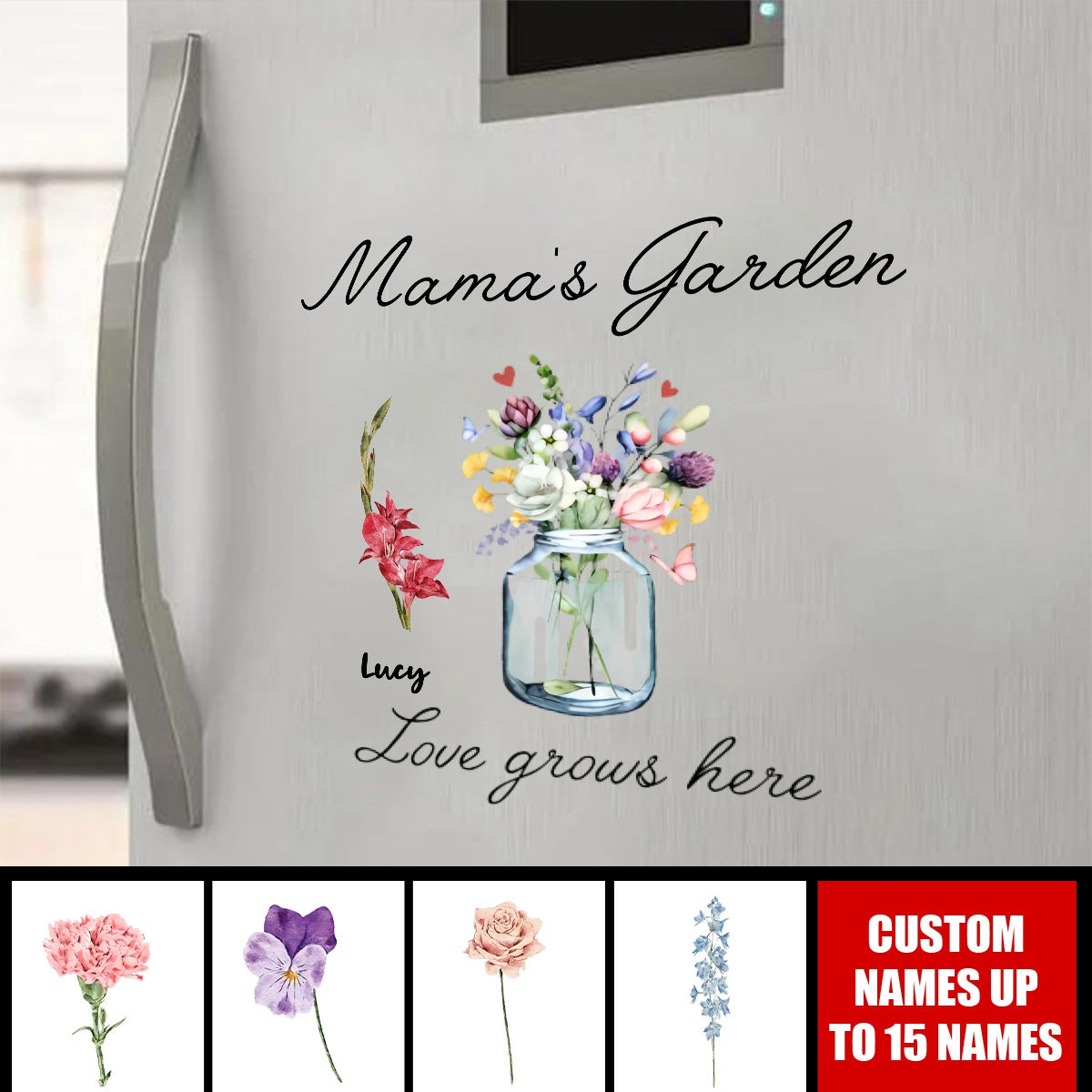 Nana's Garden Love Grows Here - Personalized Grandma Decal Sticker - Mother's Day Gift