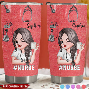 Pretty Doll Nurse Scrub Healthcare Worker-Personalized Tumbler