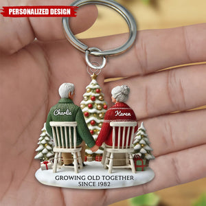 Growing Old Together-Personalized Keychain-Gift For Couple