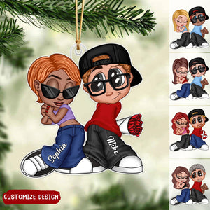 2024 New Release - Y2K Couple Personalized Acrylic Christmas Ornament, Gift For Couples