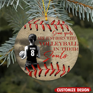 Some Girls Are Just Born With Volleyball - Personalized Ceramic Ornament - Gift For Volleyball Lover