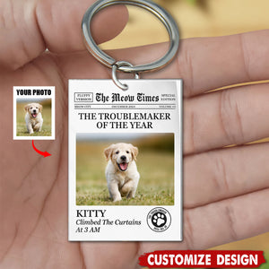 The Troublemaker Of The Year  - Personalized Cat Dog Keychain - Gift For Pet Lovers